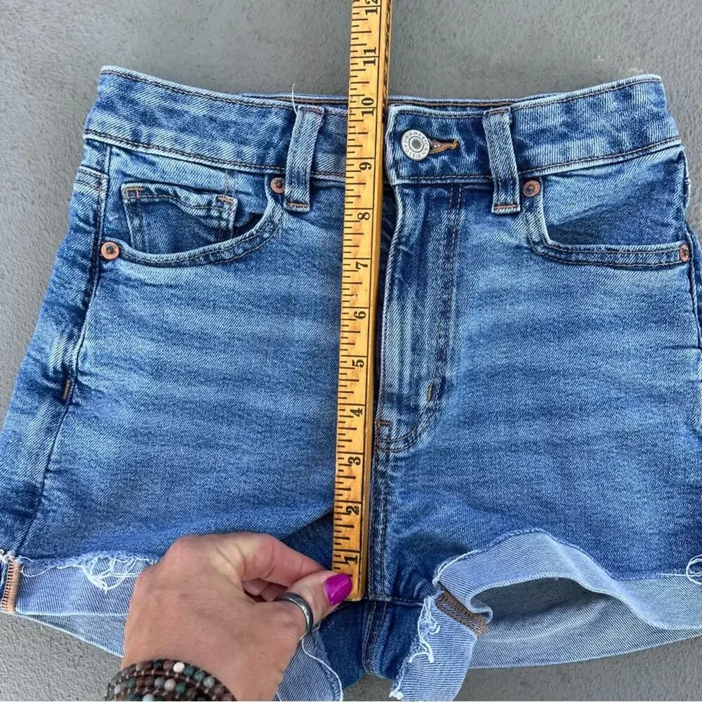 American Eagle Mom Short Cuff Roll Hem Stretch AEO Size 00